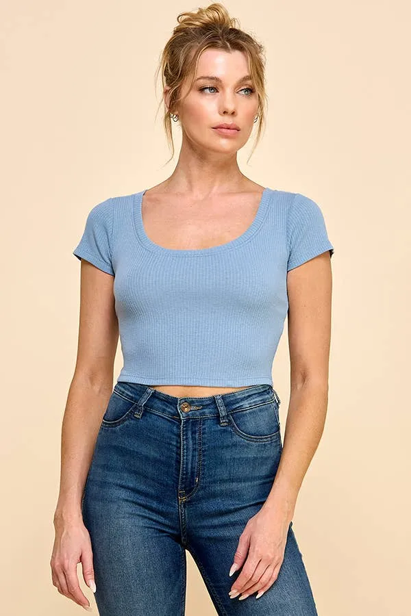 SHORT SLEEVE SCOP NECK CROP TOP sold by Heart & Hips