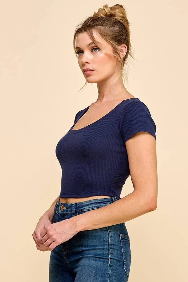 SHORT SLEEVE SCOP NECK CROP TOP sold by Heart & Hips product image thumbnail 5
