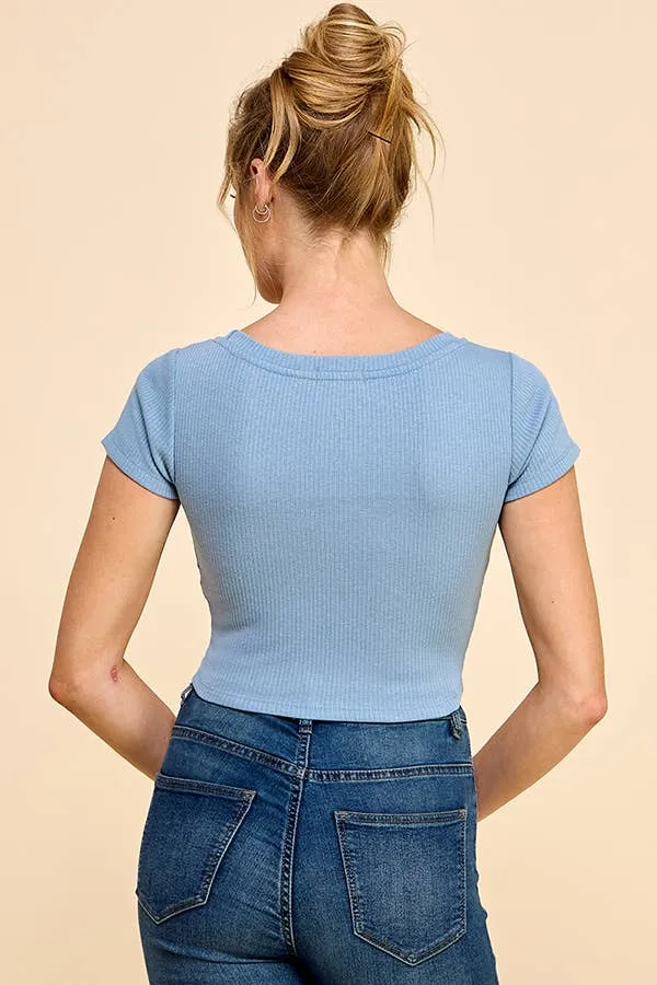 SHORT SLEEVE SCOP NECK CROP TOP sold by Heart & Hips product image thumbnail 3