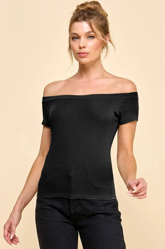 OFF THE SHOULDER SHORT SLEEVE TOP sold by Heart & Hips