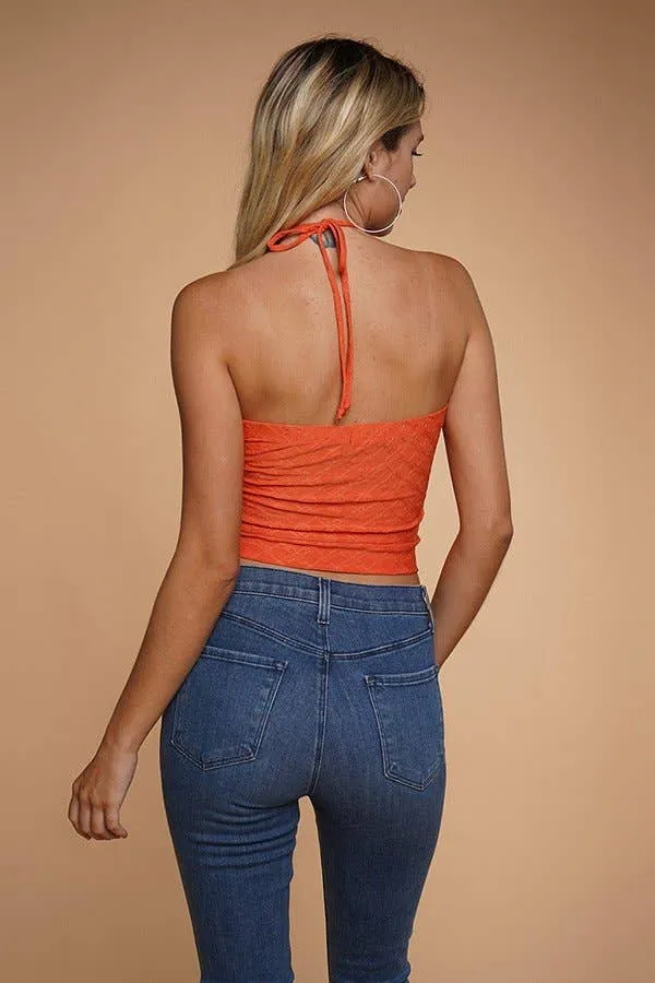 KNIT EYELET HALTER TOP sold by Heart & Hips product image thumbnail 3