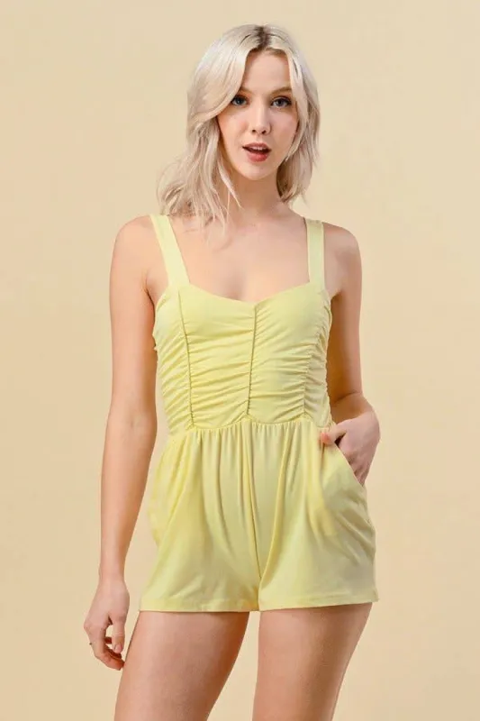 Wide Shoulder Strap Romper Ruched Top sold by Heart & Hips