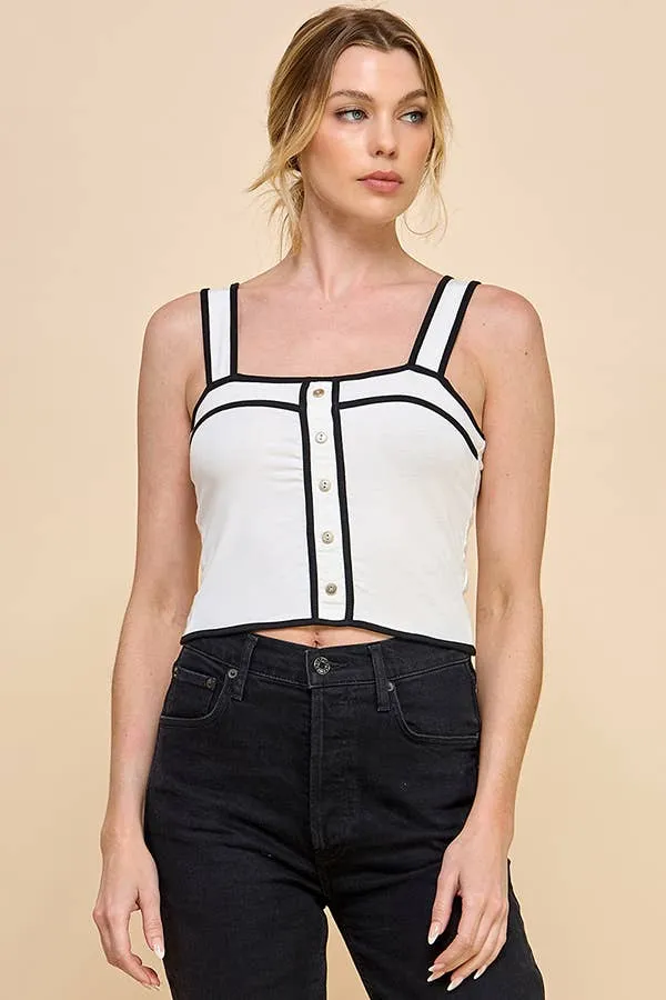 Contrast Detail Square Neck Top sold by Heart & Hips