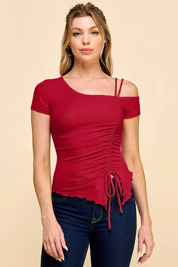 ASYMMETRICAL GATHERED ONE SHOULDER TOP sold by Heart & Hips