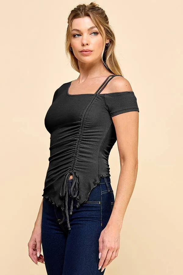 ASYMMETRICAL GATHERED ONE SHOULDER TOP sold by Heart & Hips product image thumbnail 5