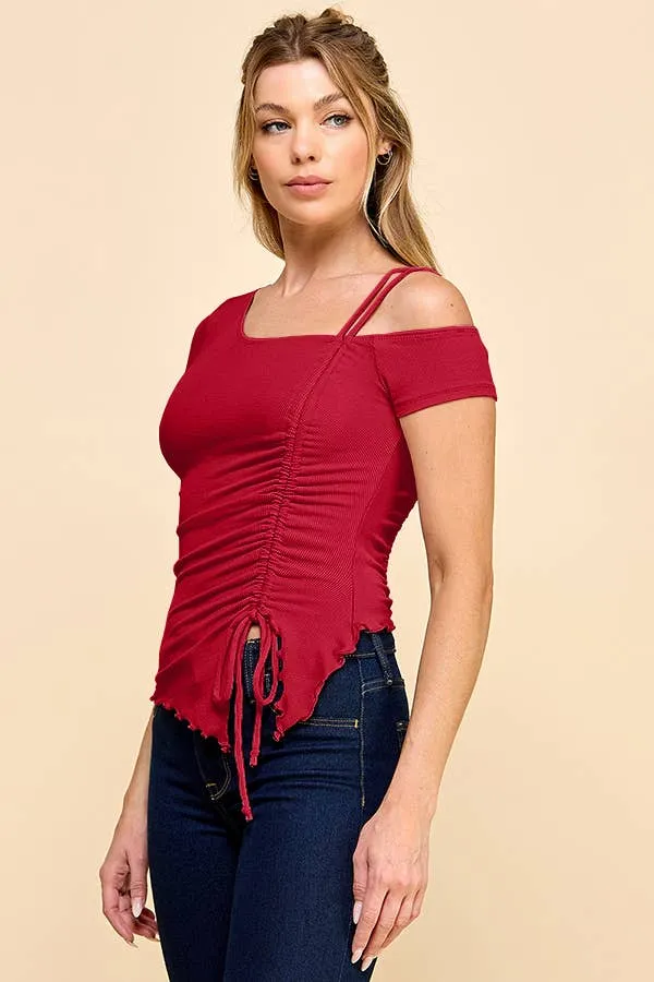 ASYMMETRICAL GATHERED ONE SHOULDER TOP sold by Heart & Hips product image thumbnail 2