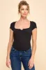 SQUARE NECK TINY NOTCHED DETAIL SHORT SLEEVE TOP sold by Heart & Hips
