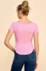 SQUARE NECK TINY NOTCHED DETAIL SHORT SLEEVE TOP sold by Heart & Hips