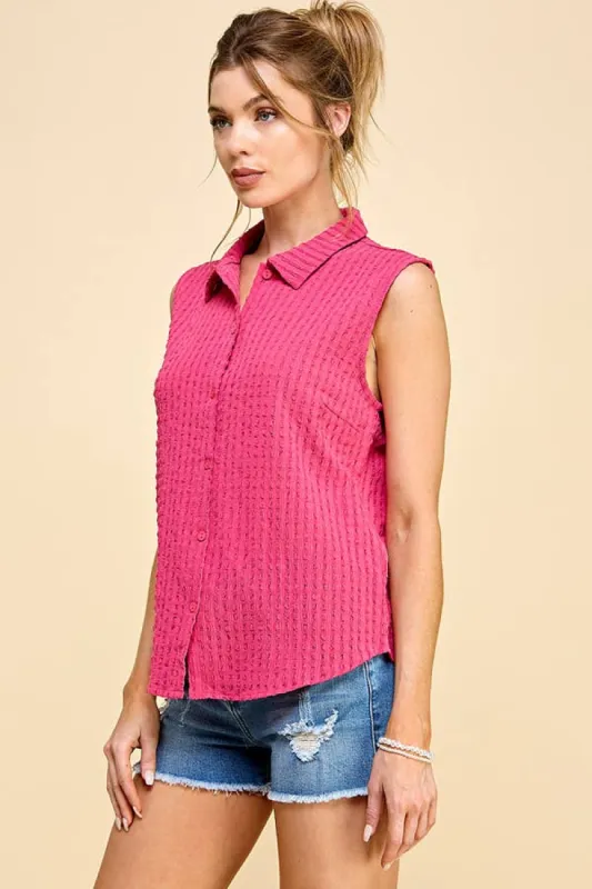 BUBBLE WOVEN TANK SHIRT made by Heart & Hips