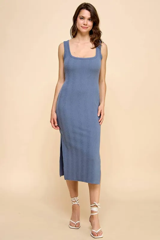 Bubble Rib Knit Midi Dress W/Deep Scoop Neck Back sold by Heart & Hips