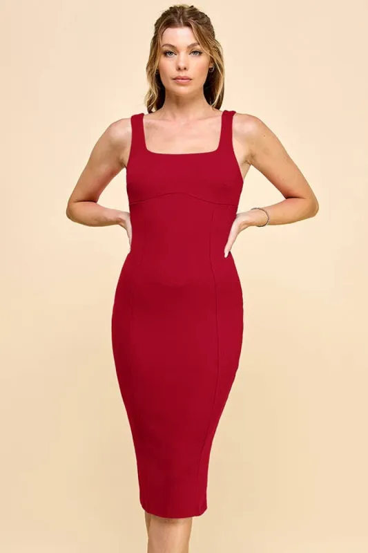 SQUARE NECK MIDI SHEATH DRESS sold by Heart & Hips