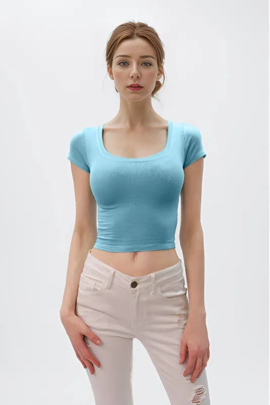 SHORT SLEEVE SCOOP NECK CROP TOP sold by Heart & Hips