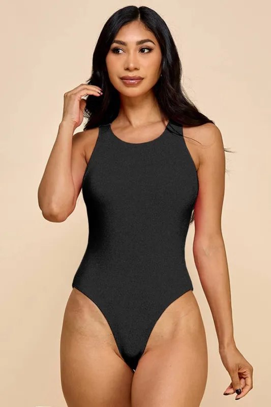 CREW NECK 2X2 RIB DOUBLE LAYERED TANK BODYSUIT sold by Heart & Hips
