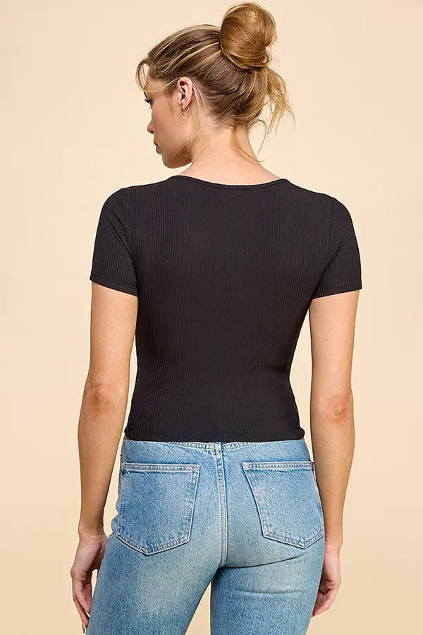 SHORT SLEEVE HENRY BUTTON DETAIL TOP sold by Heart & Hips product image thumbnail 3