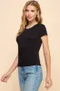 SHORTSLEEVE CREW NECK RIBBED TOP sold by Heart & Hips