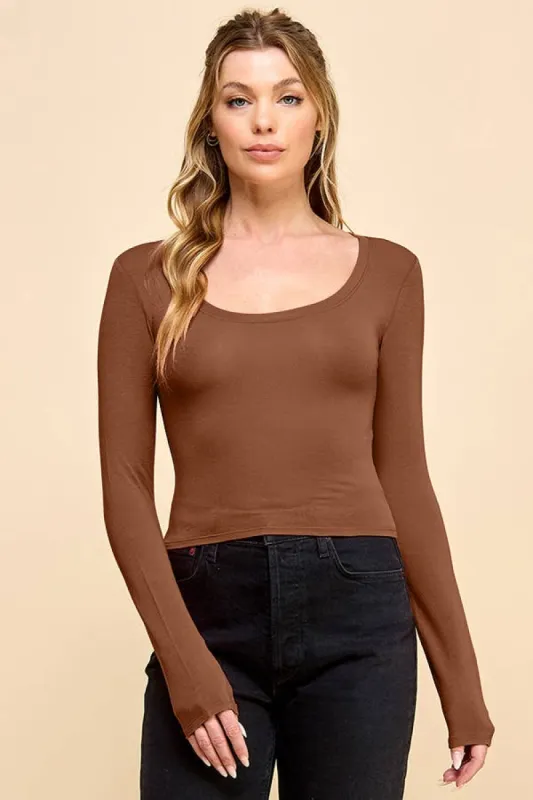 SCOOP NECK LONG SLEEVE CROP TOP sold by Heart & Hips