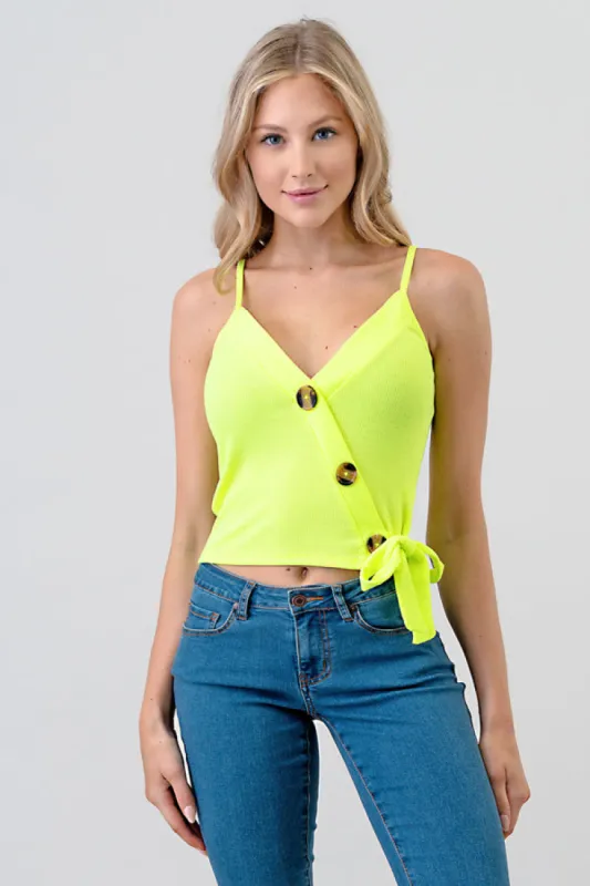WRAP FRONT TOP BUTTON & TIE DETAIL CAMI sold by Heart & Hips