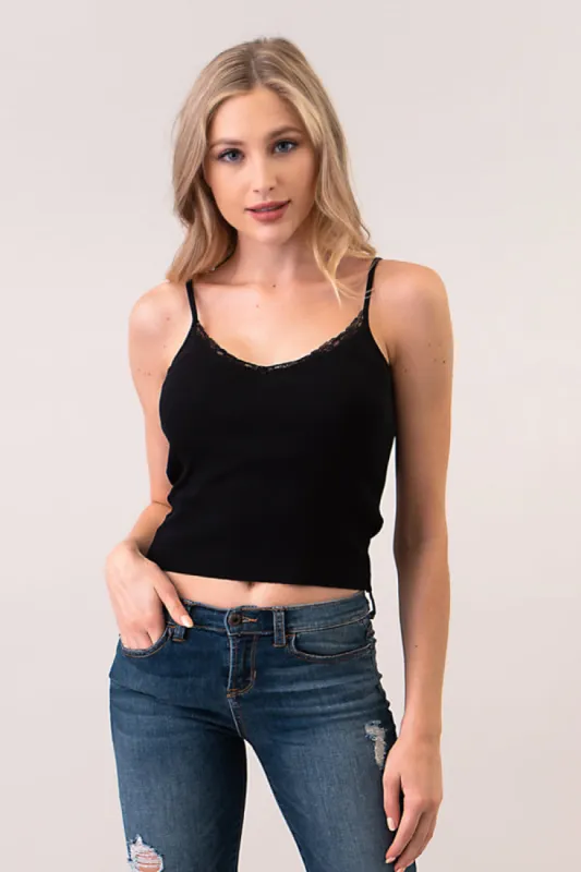 EDGE LACED RIB CAMI TOP sold by Heart & Hips