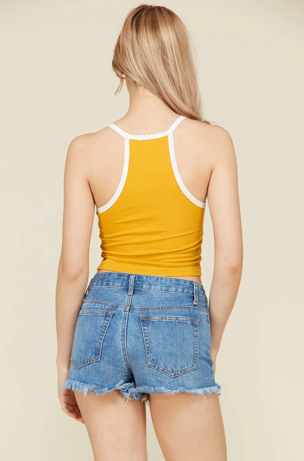CONTRAST BAND RIBBED CROP TANK sold by Heart & Hips product image thumbnail 2