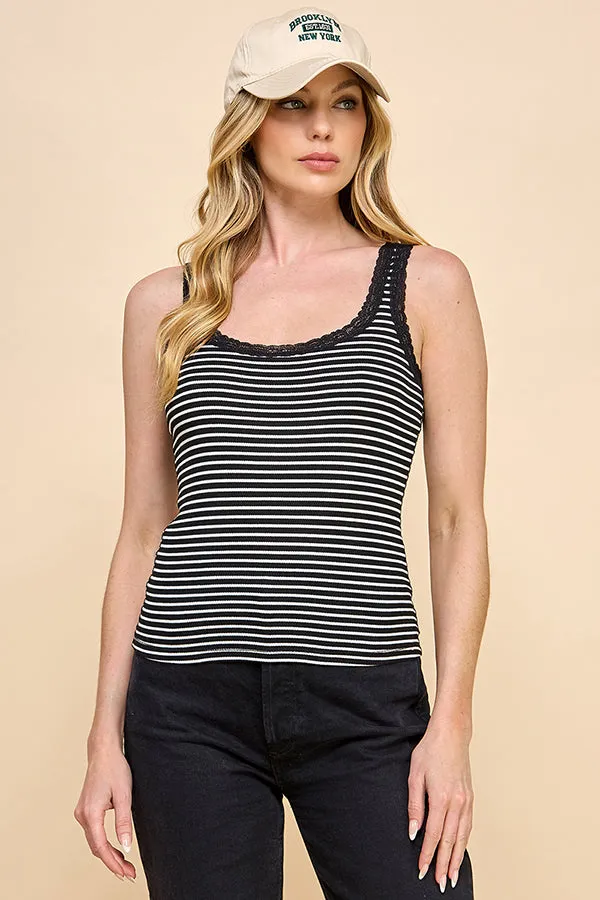 LACED RIB STRIPE TANK TOP WITH STITCH DETAIL sold by Heart & Hips product image thumbnail 4