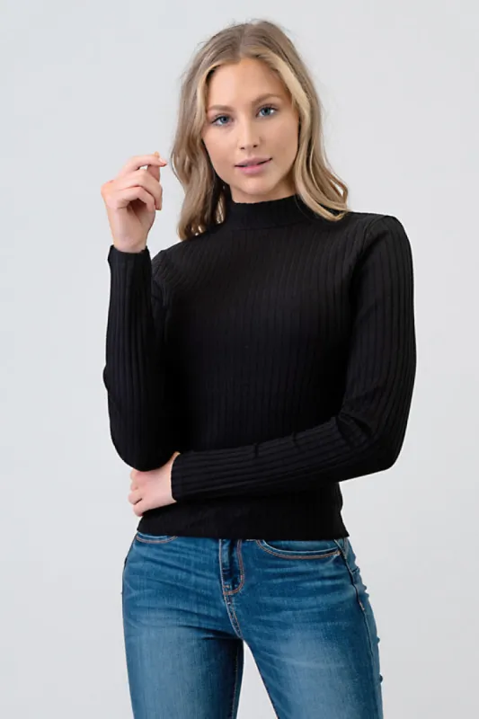 LONG SLEEVE MOCK NECK RIB TOP sold by Heart & Hips