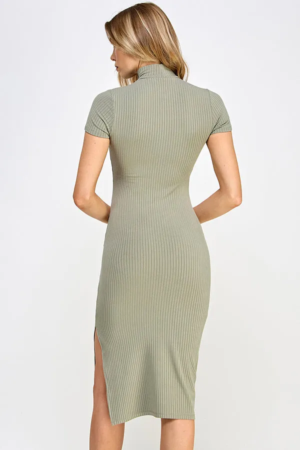 MOCK NECK SHORT SLEEVE RIBBED DRESS sold by Heart & Hips product image thumbnail 4
