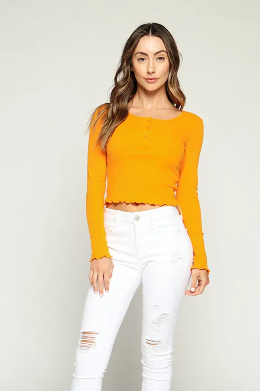 MERROW DETAIL RIB LONG SLEEVE HENLEY TOP sold by Heart & Hips