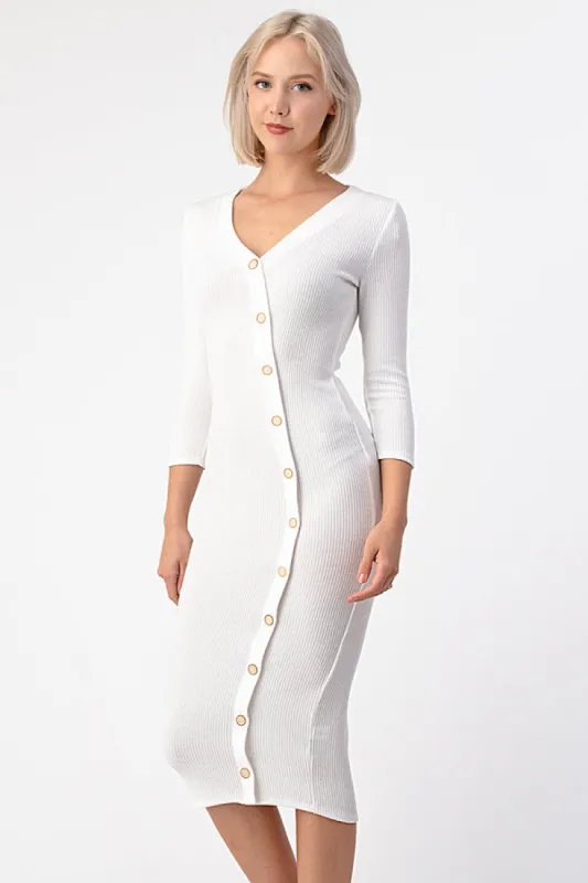 BUTTON DOWN HACCI RIB DRESS sold by Heart & Hips