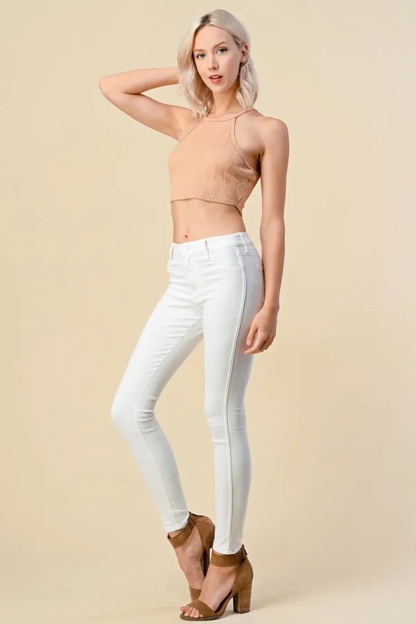 HIGH NECK SMOCKED JERSEY CROP TANK TOP sold by Heart & Hips product image thumbnail 5