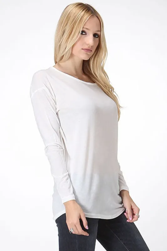 DOLMAN LSLV DROP SHOULDER HI-LOW TOP sold by Heart & Hips