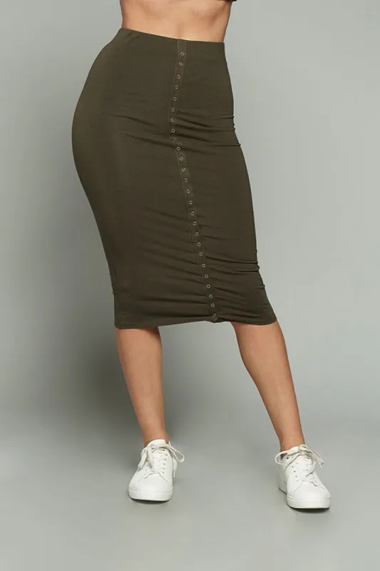 SNAP TAPE MIDI SKIRT sold by Heart & Hips