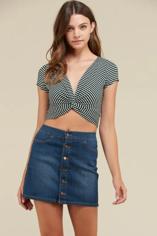 TWIST FRONT STRIPE CROP TOP sold by Heart & Hips