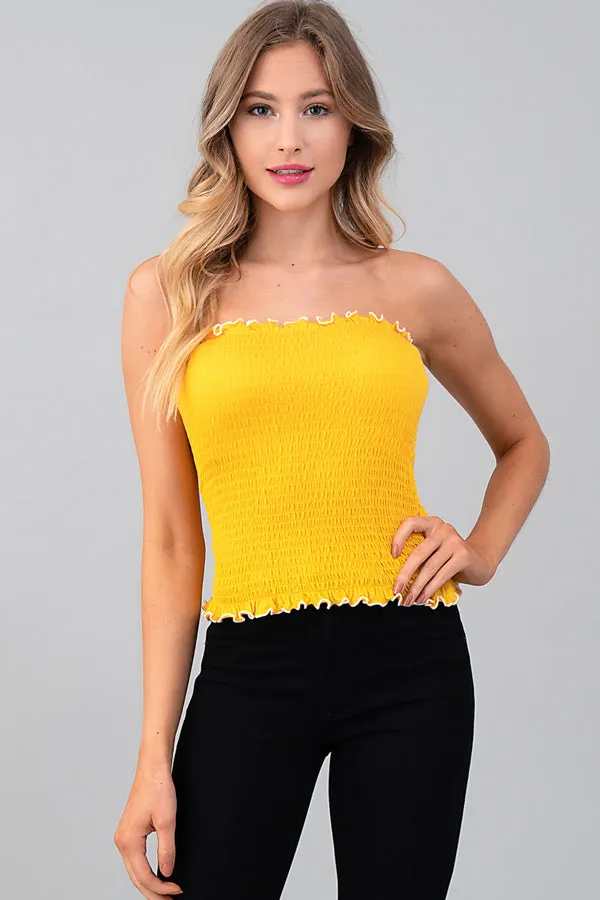 ALLOVER SMOKING CONTRAST MERROW EDGE TUBE TOP sold by Heart & Hips