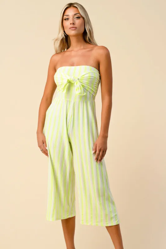 VERTICAL STRIPE FRONT TIE TUBE JUMPSUIT sold by Heart & Hips