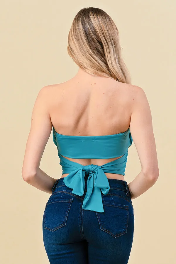 RUCHED BACK TIE DOUBLED LAYERED TUBE TOP sold by Heart & Hips product image thumbnail 4