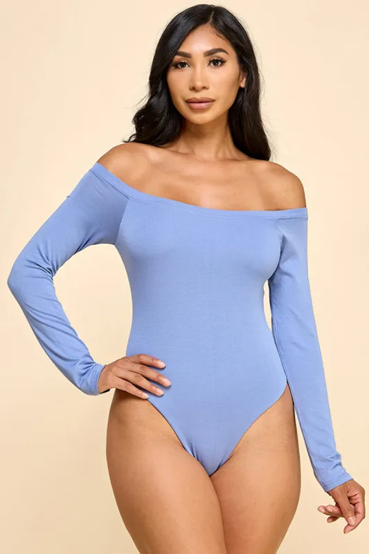 OFF THE SHOULDER DOUBLE LYAERED LONG SLEEVE BODYSUIT sold by Heart & Hips