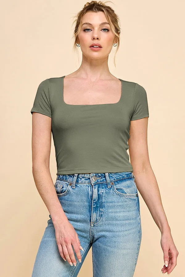 SQUARE NECK DOUBLE LAYERED CROP TOP sold by Heart & Hips product image thumbnail 4
