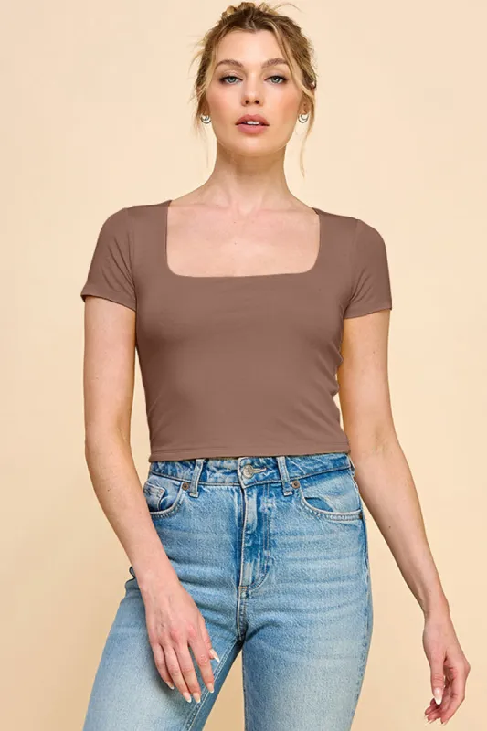 SQUARE NECK DOUBLE LAYERED CROP TOP sold by Heart & Hips