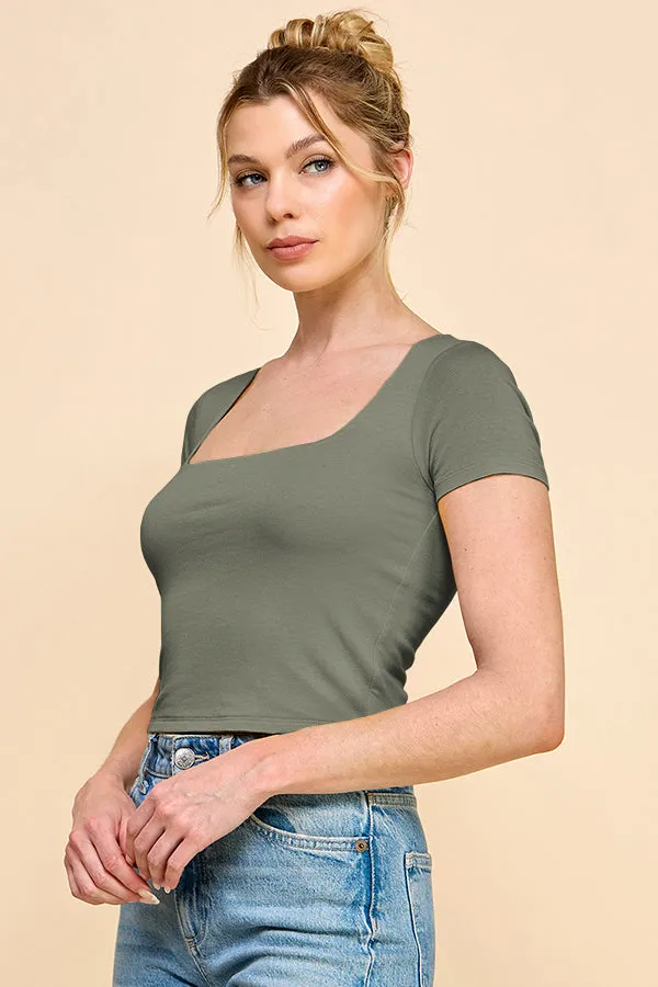 SQUARE NECK DOUBLE LAYERED CROP TOP sold by Heart & Hips product image thumbnail 5