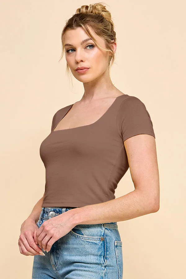 SQUARE NECK DOUBLE LAYERED CROP TOP sold by Heart & Hips product image thumbnail 2
