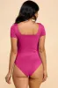SHORT SLEEVE SQUARE NECK DOUBLE LAYERED BODYSUIT sold by Heart & Hips