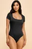 SHORT SLEEVE SQUARE NECK DOUBLE LAYERED BODYSUIT sold by Heart & Hips