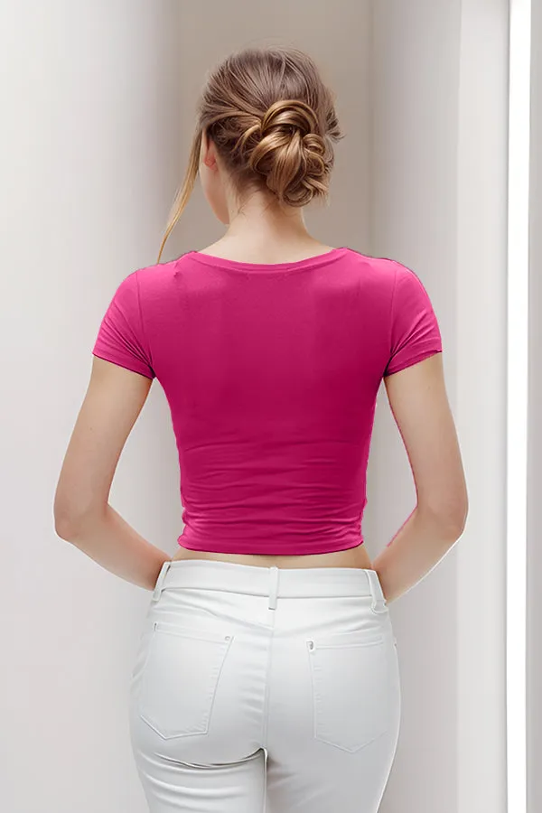 SHORT SLEEVE V-NECK CROP TOP sold by Heart & Hips product image thumbnail 4