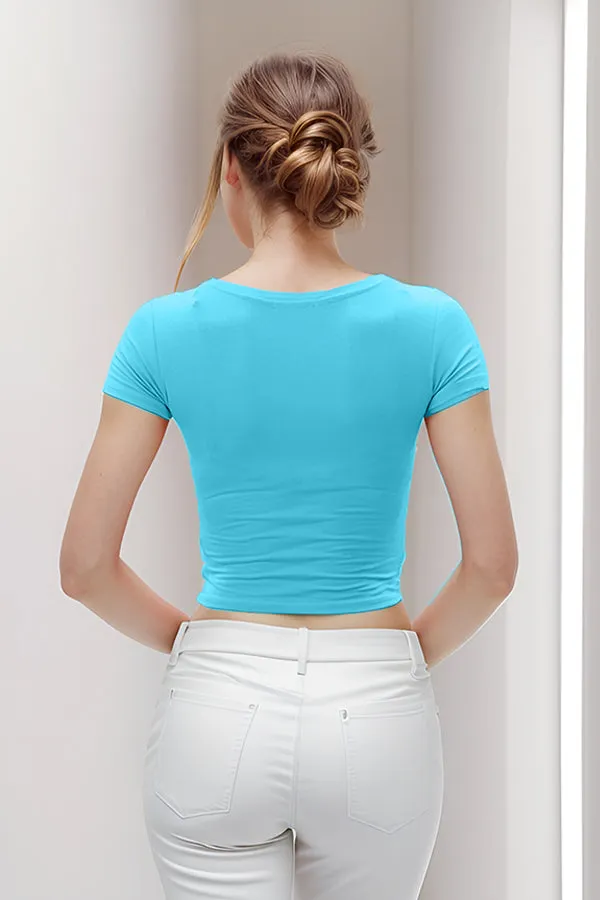SHORT SLEEVE V-NECK CROP TOP sold by Heart & Hips product image thumbnail 2