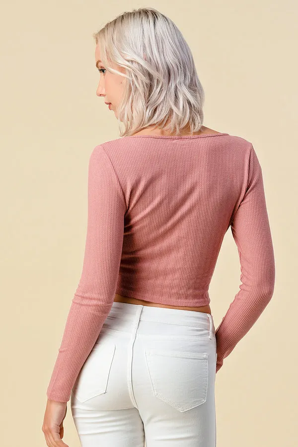 FRONT RUCHING SWEATER CROP TOP sold by Heart & Hips product image thumbnail 4