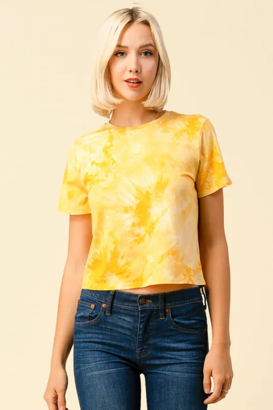 ROUND NECK SHORT SLEEVE TIE DYE TOP sold by Heart & Hips