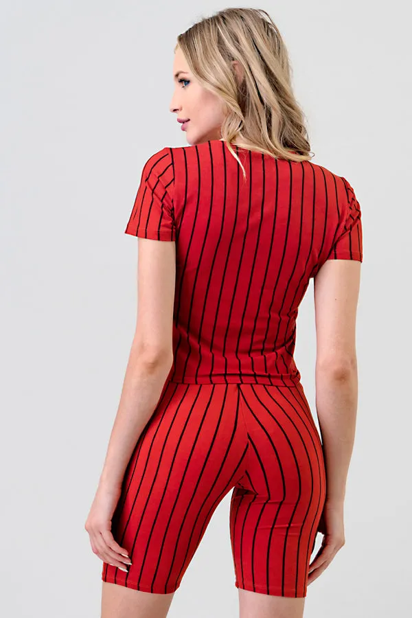 BRUSHED DTY SHORT SLEEVE STRIPE TOP sold by Heart & Hips product image thumbnail 3