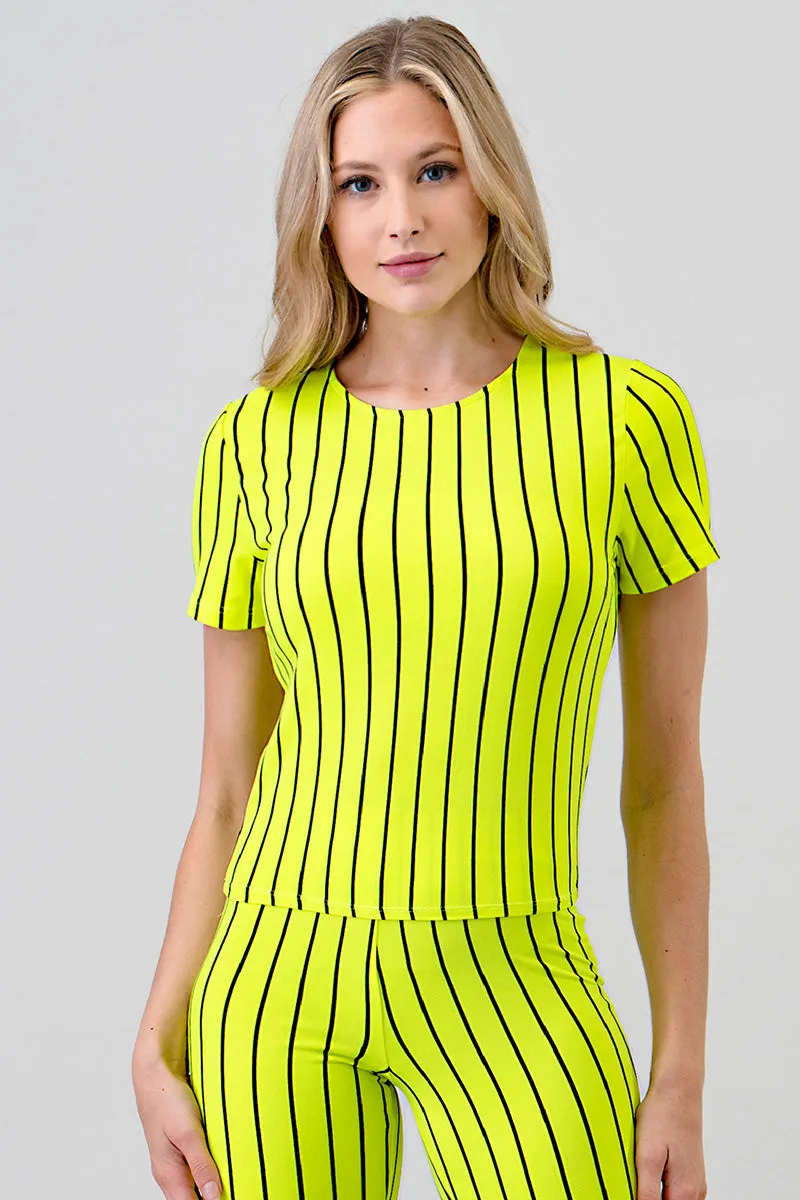 BRUSHED DTY SHORT SLEEVE STRIPE TOP sold by Heart & Hips product image thumbnail 4