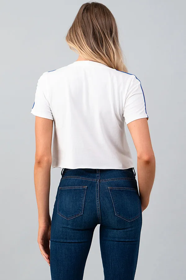 RAINBOW SHOULDER TAPE CROP SHORT SLEEVE TEE sold by Heart & Hips product image thumbnail 2