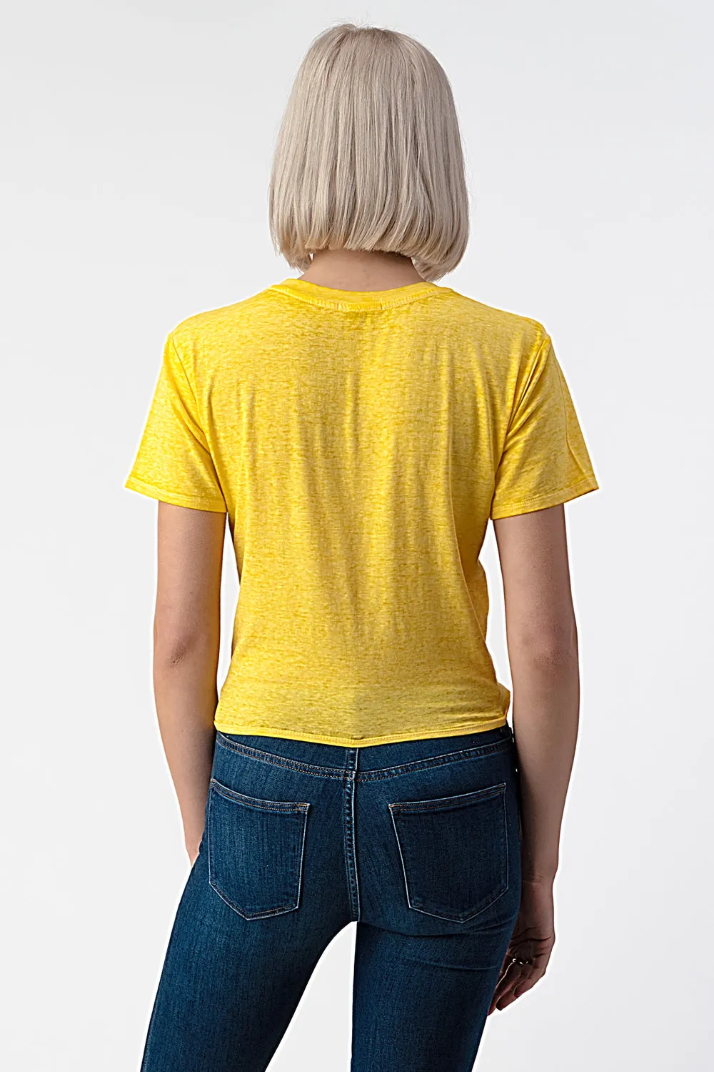 FRONT TIE DROP SHOULDER GARMENT BURNOUT TEE sold by Heart & Hips product image thumbnail 3